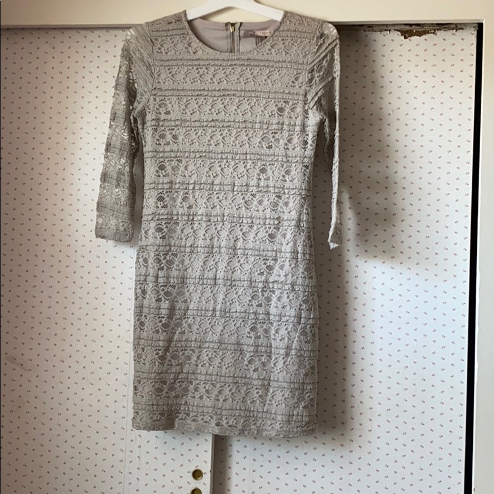 Light Grey Bodycon Lace Dress Forever 21